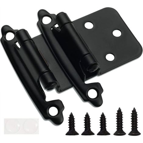 [NIEMALS VERWENDET] 1/2" Mattschwarze Overlay-Scharniere (1 Paar - 2 Stück) Selbstschließende Scharniere für Badezimmer- und Küchenschränke