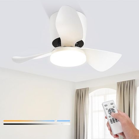 Ventilateur de plafond 60 cm avec éclairage et télécommande, Plafonnier LED à intensité variable avec ventilateur, 6 vitesses, Minuterie, 22W + 30W
