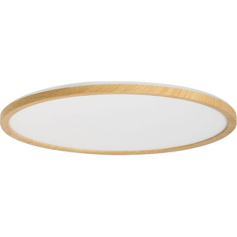 Plafonnier en Matière Synthétique 42 cm Forme Ronde LED Encastré avec Télécommande Marron Clair Velora (1/5)