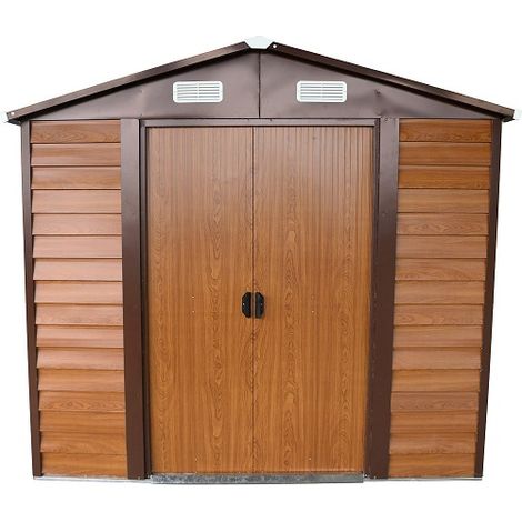 Box Casetta Rimessa Ripostiglio per Giardino Lamiera Zincata Effetto Legno 236x195x209h (1/3)