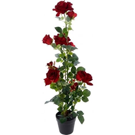 PROGARDEN planta artificial rosal 95 cm , Planta artificial rosal 95 cm, una decoración elegante y realista que aporta un toque natural a cualquier espacio sin necesidad de manteni