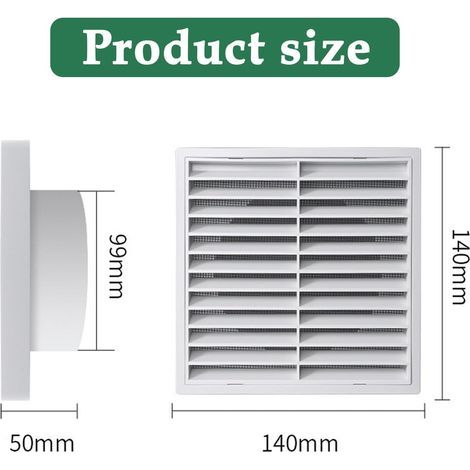 Ø100mm Grille D'aération Murale à Persiennes,Hotte de Ventilation Externe avec Moustiquaire,pour Les SèChe-Linge, Les Hottes Aspirantes, Les Garages, Les Salles De Bains, Les Cuisines (1/4)