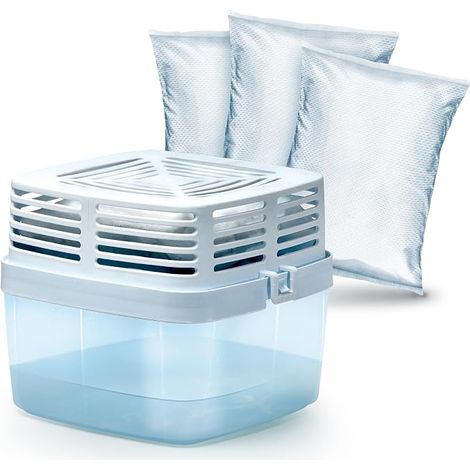 Appareil déshumidificateur + 3 recharges de 450 g - Solution pour lutter contre l'humidité et les odeurs - Idéal pour maisons, bureaux et espaces fermés (1/5)