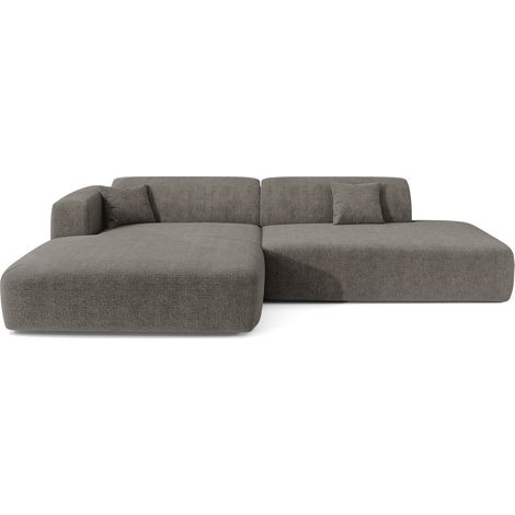 Canapé angle gauche ouvert 5 places en velours à motifs gris MYRA (1/5)