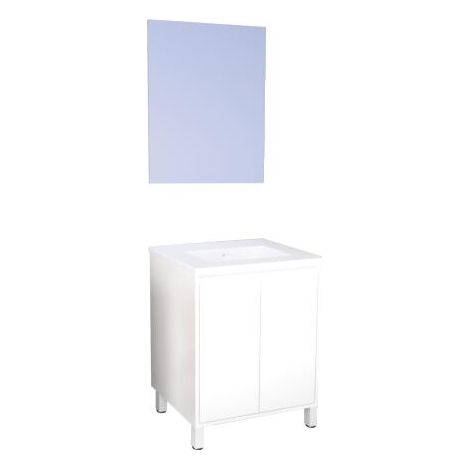 ONDEE - Mueble de baño suspendido BELIS + espejo suspendido  - Entregado montado - Fabricado en Europa - Ancho: 60cm - Acabado: Blanco
