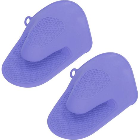 2pièces Gants de Cuisine en Silicone, Résistants à la Chaleur, Mini-Gants de Four épaissi, Anti-brûlure(Violet) (1/4)