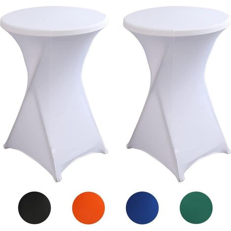 2er-Set Stehtisch Hussen Ø 80 cm, Stretch, Weiß, Waschbar, Verstärkt
