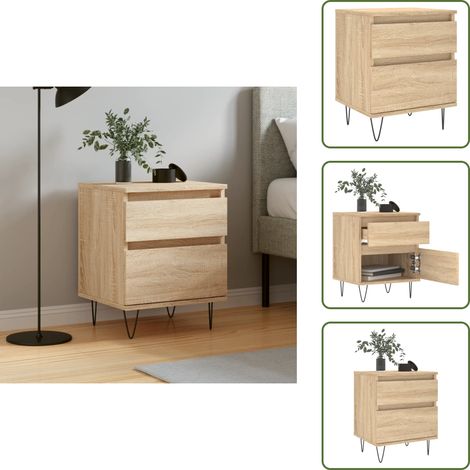 Mesita de noche Sonoma - vidaXL Mesita de noche madera de ingeniería roble Sonoma 40x35x50 cm - Mesita de noche con cajón