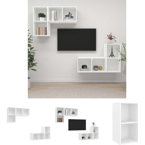 Weiß - vidaXL TV-Wandschränke 4 Stk. Weiß Holzwerkstoff - Schrank für HiFi (1/5)