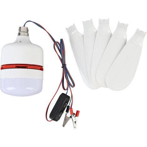 Ortviai Ventilateur de Plafond Portable 16,5" avec Éclairage LED 12 V CC, Pales Détachables pour Camping, Tente et Intérieur
