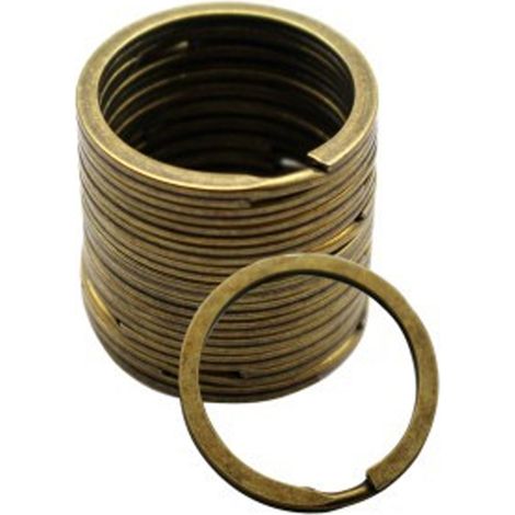 Anneaux porte-clés en acier inoxydable - Lot de 20 anneaux brisés ronds couleur bronze - Anneaux porte-clés en métal (1/5)