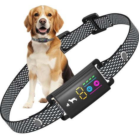Collier Anti Aboiement Chien, sans Choc Electrique Anti Aboiement Chien, Sonore/Vibration, 1-5 Sensibilité, Rechargeable Collier Anti Aboiement pour Petit Moyen Grand Chiens, Étanche IP67 (1/5)