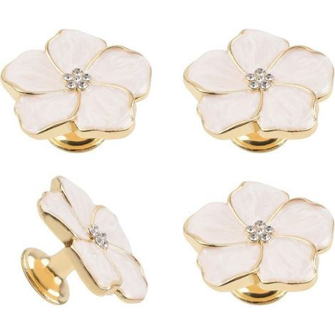 4pcs Petal Drawer Knob, Creative Drawer Pulls Zinc Alloy Enameled Gold Wire Drawer Knob for Cabinet Door Furniture/Gold Base (1/5)