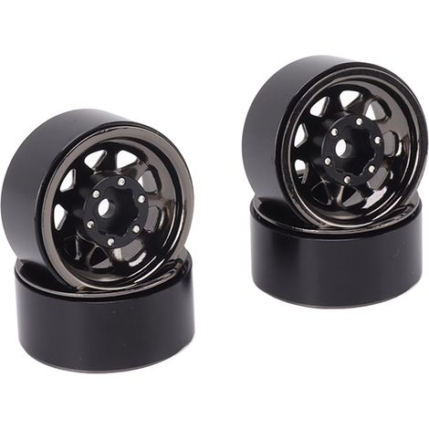 Lot de 4 jantes Beadlock à gorge profonde de 2,5 cm (1 pouce) universelles pour carrosserie de quad/voiture RC Traxxas, avec visseuse noire. (1/5)