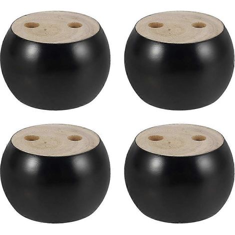 Ensemble de 4 pieds de meubles ronds en bois, hauteur 5 cm, pour canapé, lit, fauteuil, armoire, avec vis et ruban (noir) (1/5)