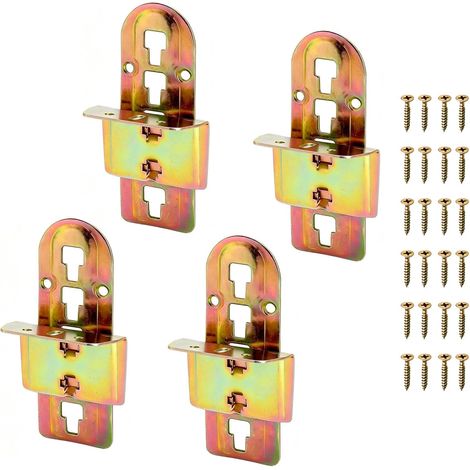 Lot de 4 Connecteurs de Lit Métal avec 24 Vis, Supports Sommier (1/5)