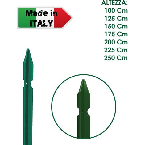 1 PZ PALO PALETTO IN FERRO A T 30x30x3 mm PLASTIFICATO VERDE PER RETE RECINZIONE - H 100 cm (1/2)