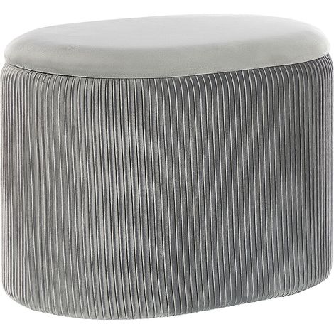 Pouf mit Stauraum RICHLAND Samtstoff Hellgrau