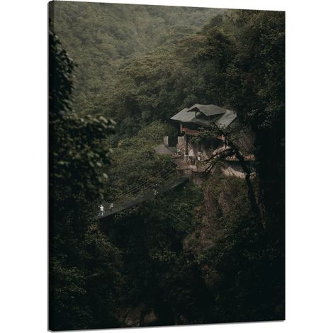 Leinwanddruck Naturhaus in den Bergen 50x70 cm