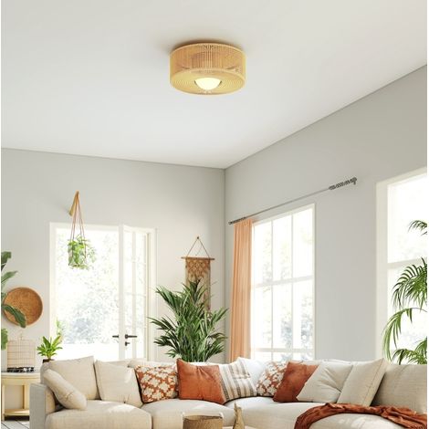 Plafonnier boho rond Ø30 x 16 cm, G9 LED, abat-jour en corde, multicolore DESVIAE (1/5)