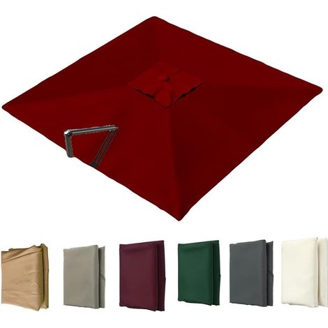 Auvent De Remplacement pour Parasol Déporté Carré, Toile De Rechange pour Parasol De Jardin Extérieur, Housse De Rechange 8 Baleines Protection UV(Burgundy,2.5x2.5m (8.2x8.2ft))