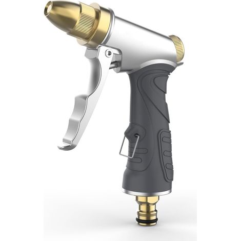Pistolet d'arrosage avec buse en laiton, avec buse 4 modes d'arrosage, pour laver les voitures, les animaux domestiques, arroser le jardin (1/5)