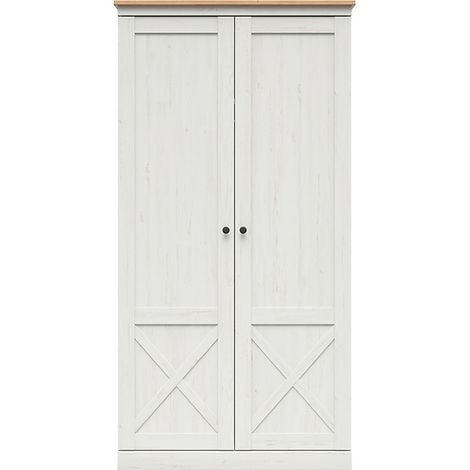 Armoire placard 2 portes avec penderie coloris Pin andersen blanchi/chêne artisan - Longueur 103 x Profondeur 58 x Hauteur 201 cm (1/4)