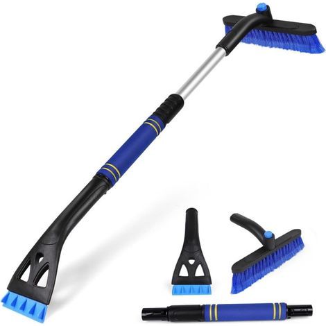 Brosse à neige et grattoir à glace de pour pare-brise de voiture, accessoires de déneigement extensibles avec poignée en mousse,brosse pivotant à 360°,outil de déneigement pour voitures,camions et VUS (1/5)