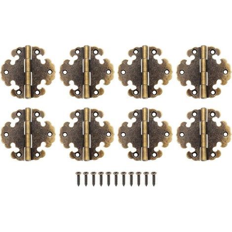 Lntyq 8pcs Vintage Extérieur Charnière Bronze Antique Mini Charnières Décoratives Charnières Rétro Accessoires pour Meubles de Porte d'armoire à la Maison (1/5)