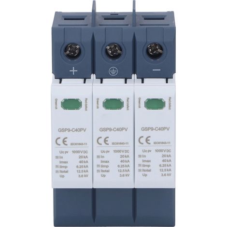 Parafoudre DC 1000V 40KA 3P pour Panneaux Solaires, Montage sur Rail DIN (1/5)