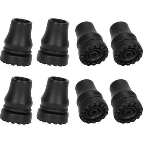 Embouts de Canne Caoutchouc (Lot de 8), Diamètre 19mm, Embout Antidérapant pour Canne Standard, Canne Pliante et Béquille, Accessoire de Rechange Noir (1/5)