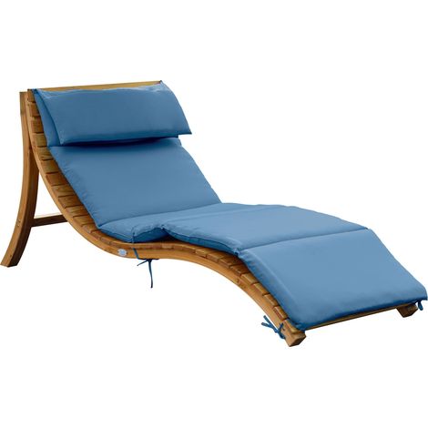 Axi Salina Chaise Longue De Jardin En Bois, Bleu  Transat Avec Pare-Soleil Amovible & Coussin Pour L'Extérieur  Bain De Soleil Individuelle Avec Toit Solaire Résistant Aux Intempéries (1/5)
