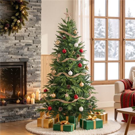 Yaheetech Albero di Natale Artificiale 183cm 1309 Rami PVC+PE 300 LED Verde (1/5)