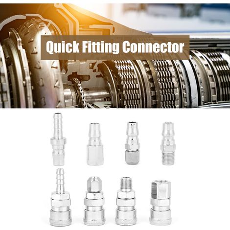 Kit 8 raccords pneumatiques rapides 3/8" à déconnexion instantanée pour flexible de compresseur d'air (1/5)