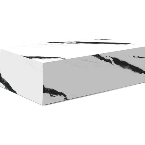 ISBEL - Table basse rectangulaire marbre d'ingénierie blanc et noir (1/3)