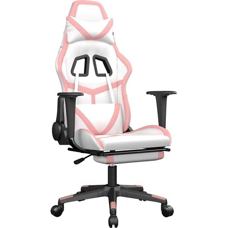 Maison Exclusive - Sedia da Gaming con Poggiapiedi Bianco e Rosa in Similpelle (1/5)