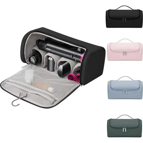 Sac de rangement étanche grande capacité pour sèche-cheveux et fer à friser, avec crochet dissimulé, sac portable antidérapant pour outils de coiffure (1/5)