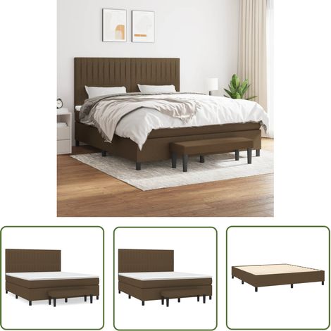 The Living Store Sommier à lattes de lit avec matelas Marron foncé 180x200 cm - Lit Double - Lit Plateforme - Matelas Ferme - Matelas Moelleux - Literie