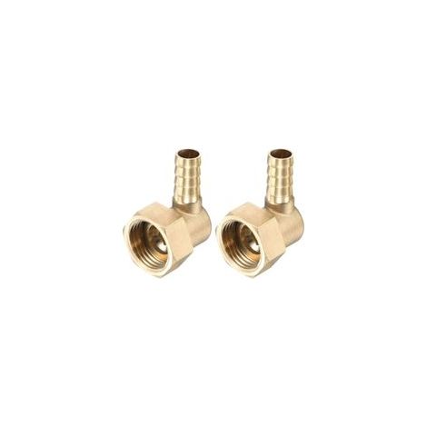 Lntyq Messing-Schlauchanschluss-Winkelstück mit Widerhaken, 10 mm x G1/2 Innengewinde, mit drehbarer Überwurfmutter für Wasser, Kraftstoff und Luft (2er-Pack) (1/5)