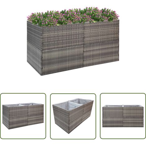 Jardinière, Pot de fleurs Gris 157x80x80 cm Résine tressée BVM71918 (1/5)