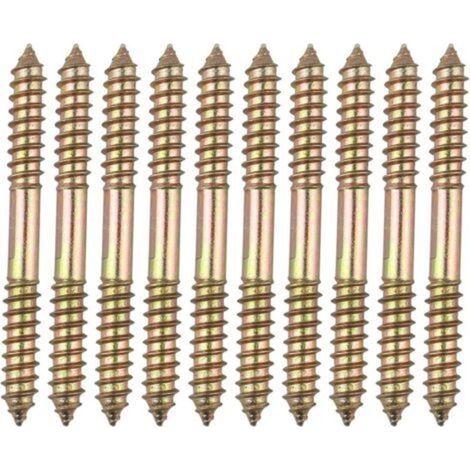 10 boulons de fixation pour meuble Cheville - M8 x 80 MM à tête double extrémité - Bois à bois