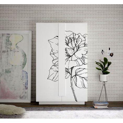 Credenza 2 ante linea Sax in finitura Bianco Lucido con serigrafia (1/2)