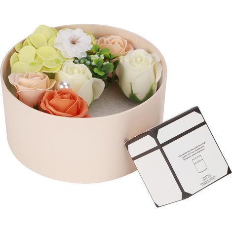 Coffret rond de savon parfumé à la rose pour le bain, mini-fleur de savon parfumée, pétales de bain artificiels, bougie parfumée, cadeau pour la Saint-Valentin, cadeau d'anniversaire ou de fête, vert (1/5)