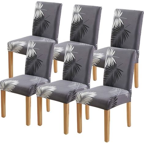 Housse de chaise extensible 6 pièces – Protection anti-taches pour chaises de salle à manger – Polyester spandex – Dimensions 50-60cm (1/5)