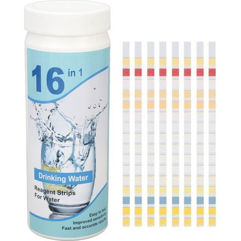 100 Bandelettes de Test d'Eau 16 en 1 pour Aquarium, Piscine et Eau Potable - Kit d'Analyse de Qualité