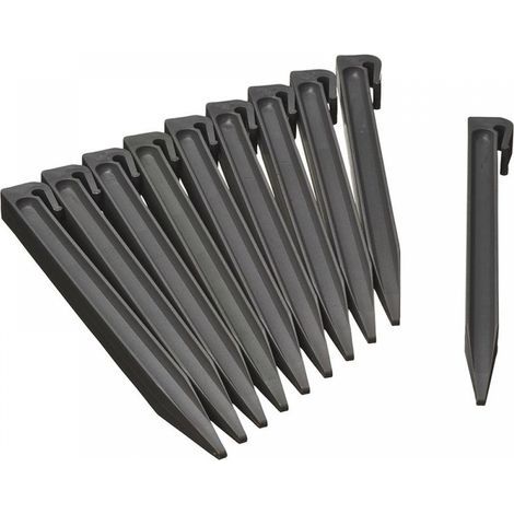 Set di 10 picchetti per bordure da giardino in plastica, picchetti delimitatori per giardino, picchetti da terreno per prato - Nero (1/4)