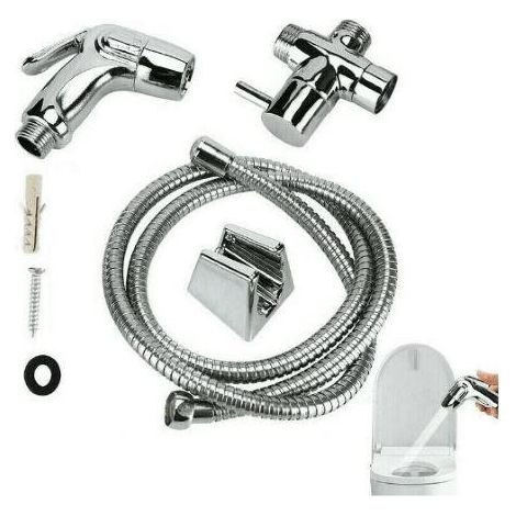 Set doccetta lavandino + deviatore + staffa muro doccia + tubo flessibile 1,5 mt (1/2)