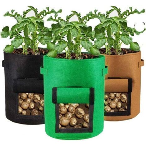 3 Pack 10 Gallon Grow Bags for Growing Potatoes, Carrot, Strawberries, Tomatoes and Flowers (1/4)