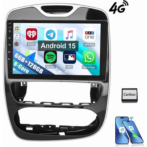Android 15 Autoradio GPS 8 cœurs 6+128G CarPlay pour Renault Clio 4 2012-2019 6+128G (1/5)