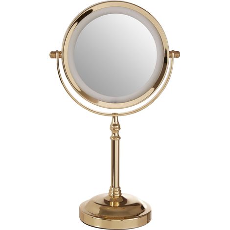Premier Housewares Cassini Gold Colour Iron LED Table Mirror (1/5)